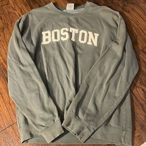 boston oversized crewneck teal seafoam green embroidered